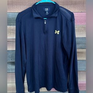 Michigan Wolverines Cutter & Buck Quarter Zip Mens Pullover